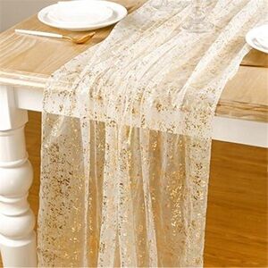 Gold Table Runner 4 Pack 10FT Sequin Chiffon Wedding Party Birthday Decor